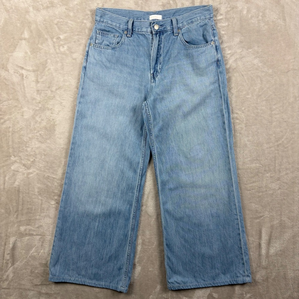Uniqlo Jeans Women 10 W31 Blue Wide Leg Mid Rise Flare Denim Retro  Streetwear